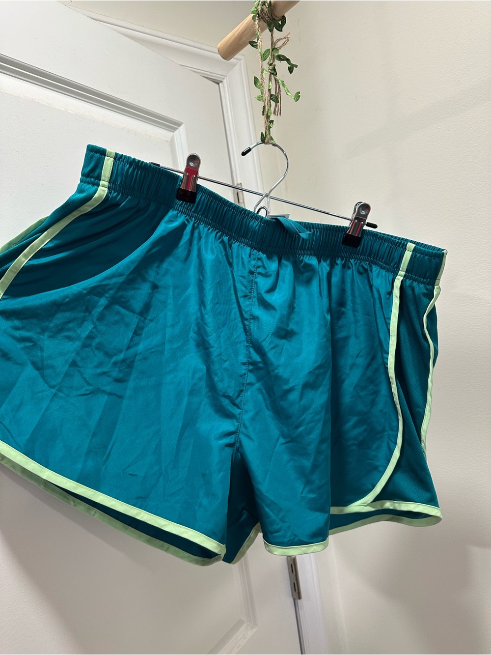 Teal Athletic Running Shorts with Lime Trim